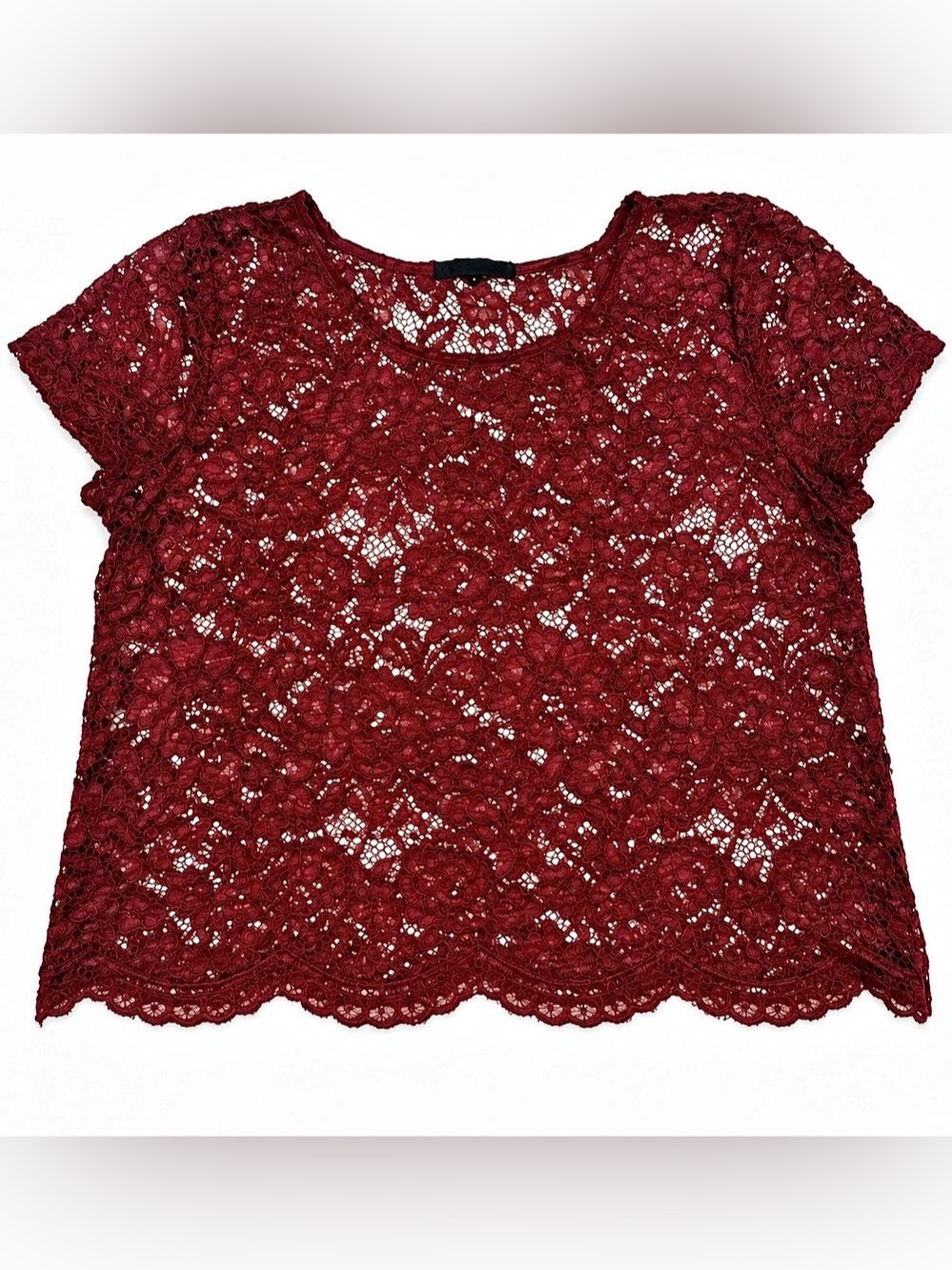 ambiance Floral Lace Top in Burgundy Large Like New